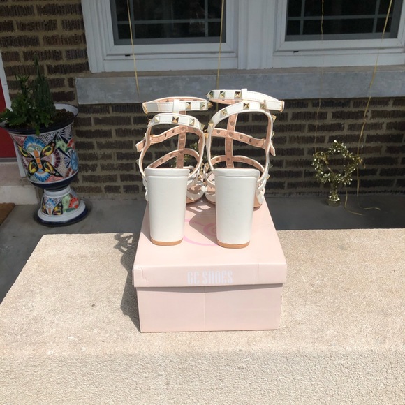 White Studded High Heels - Picture 4 of 7